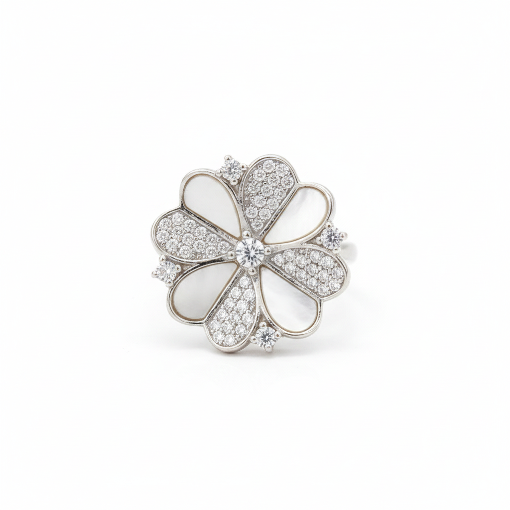 Floral Pavé Petal Ring